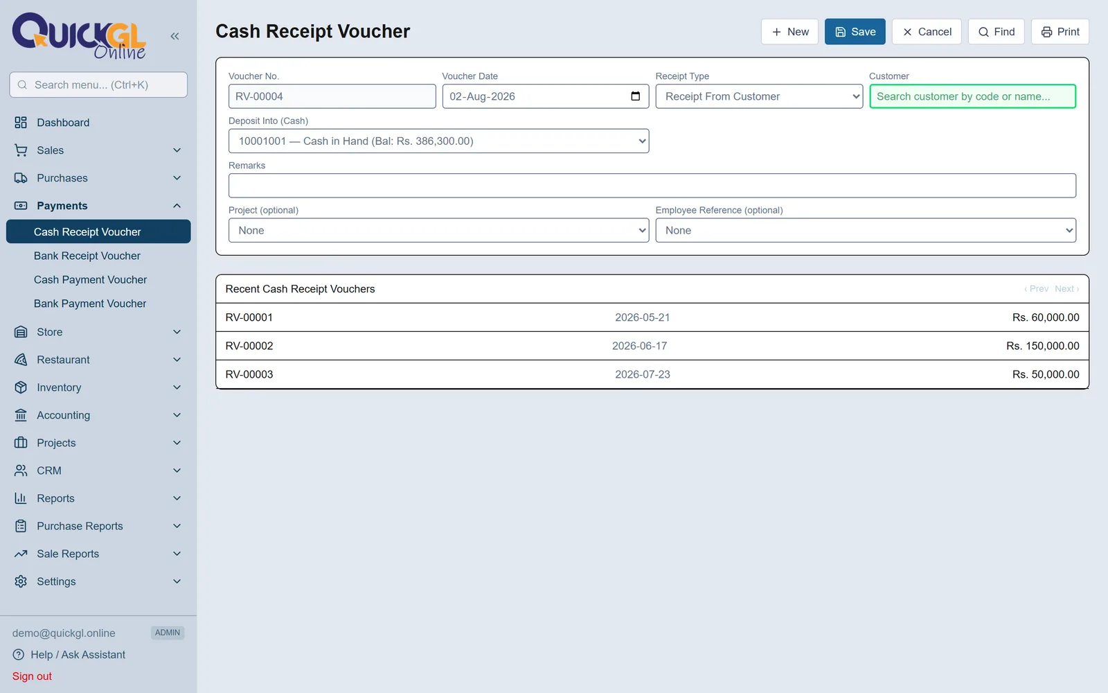 Receiving money