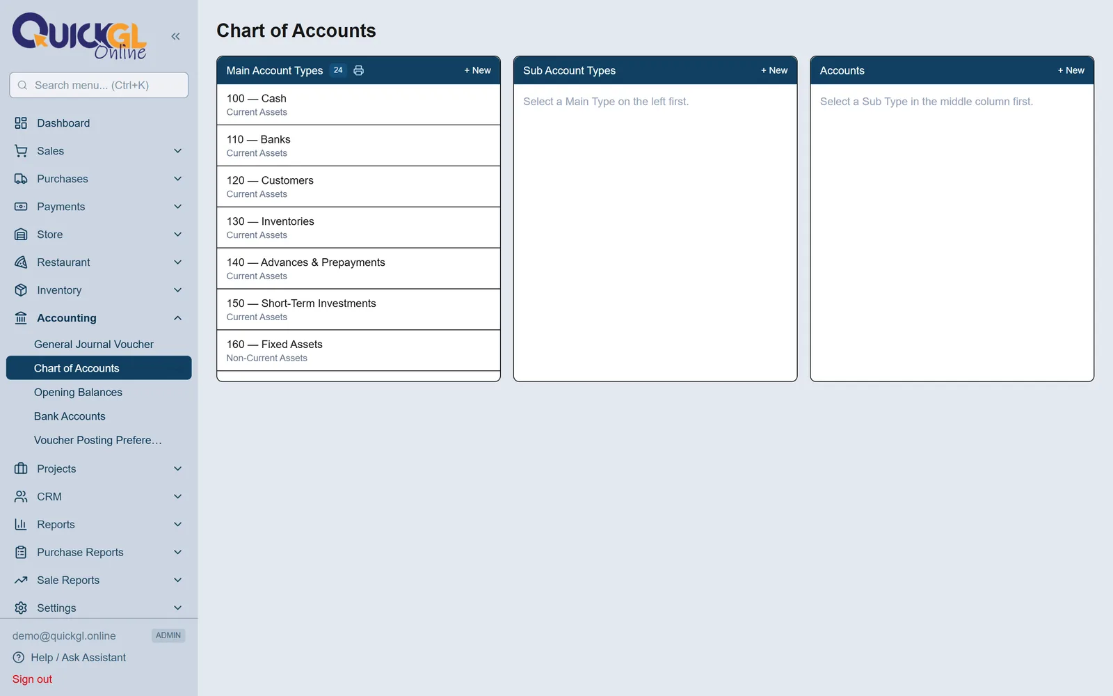 Check the Chart of Accounts