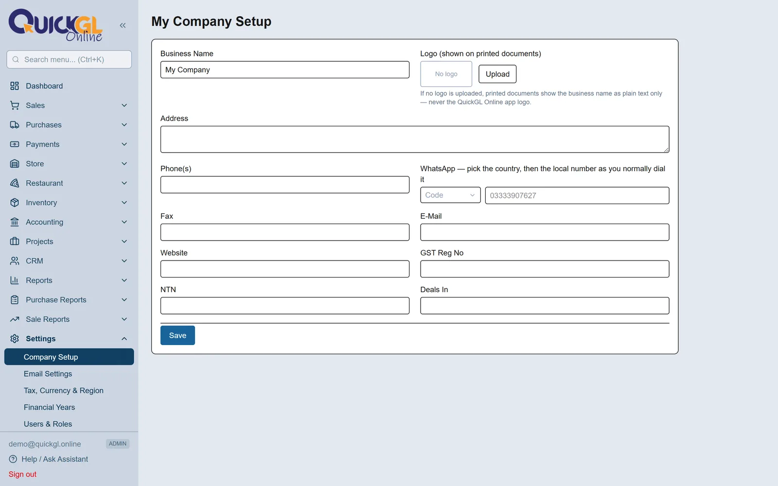 Company Setup