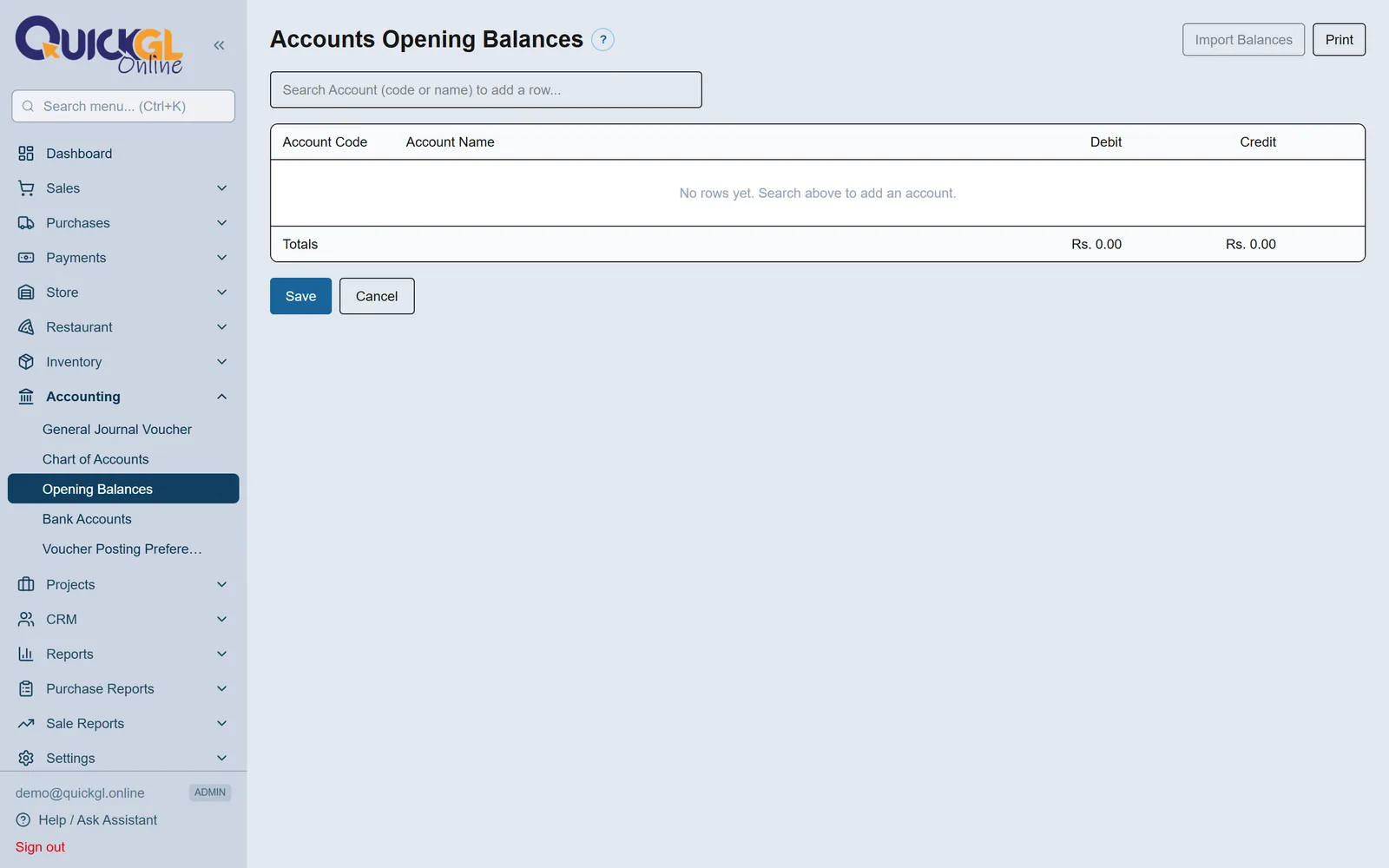 Enter your opening balances