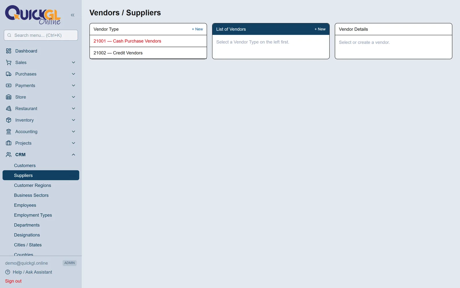 Add your suppliers